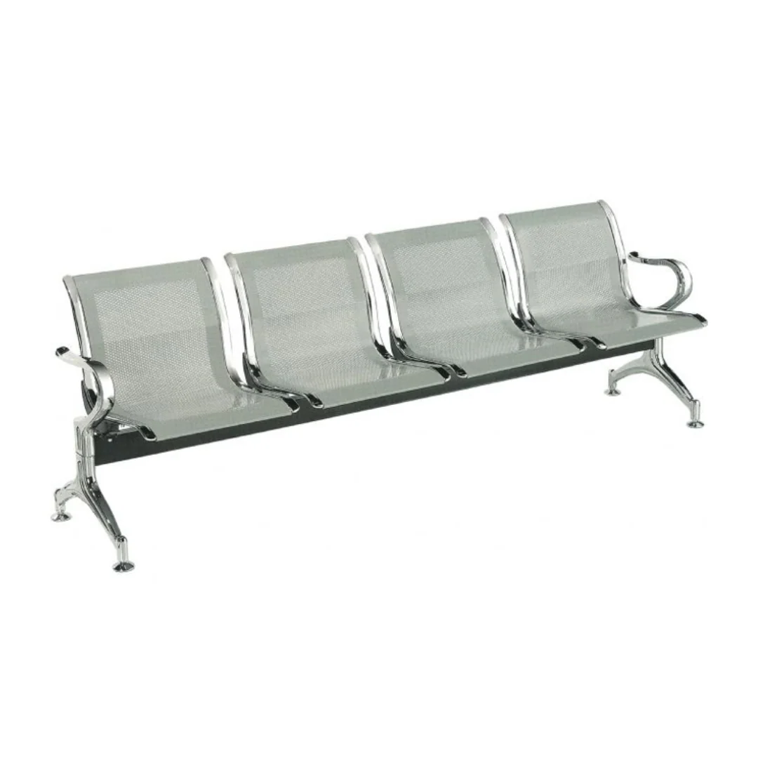 BANCA P/VISITAS DE METAL GALVANIZADO PREMIUM C/4 ASIENTOS PLATEADAS