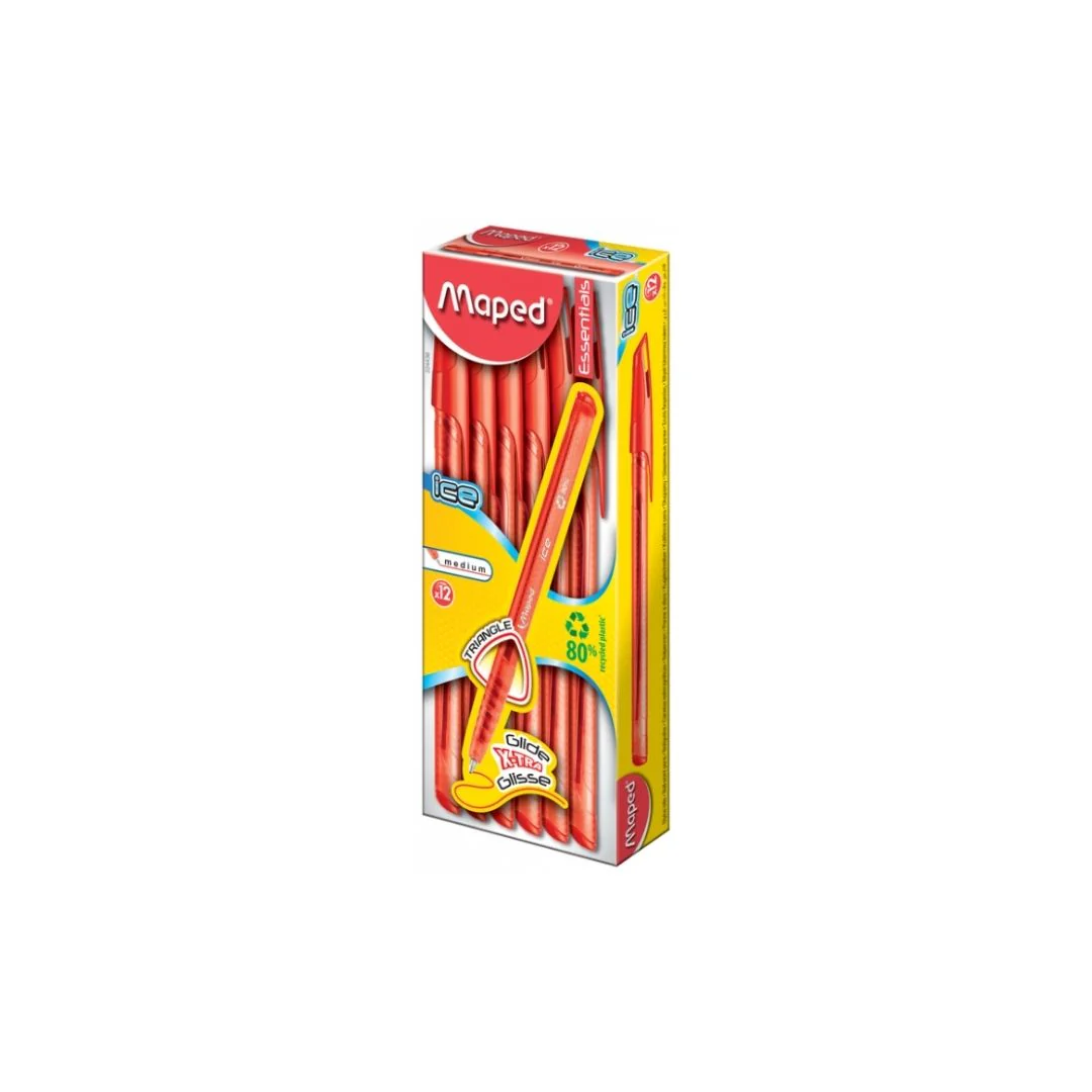 BOLIGRAFOS ESSENTIALS ICE TRIANGULAR ROJO 12/1
