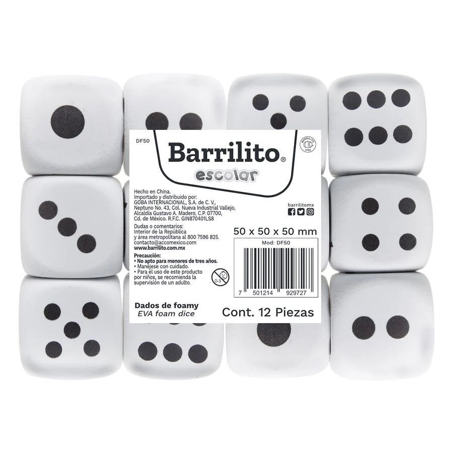 DADOS 50 mm  COLOR BLANCO 12 pzas.