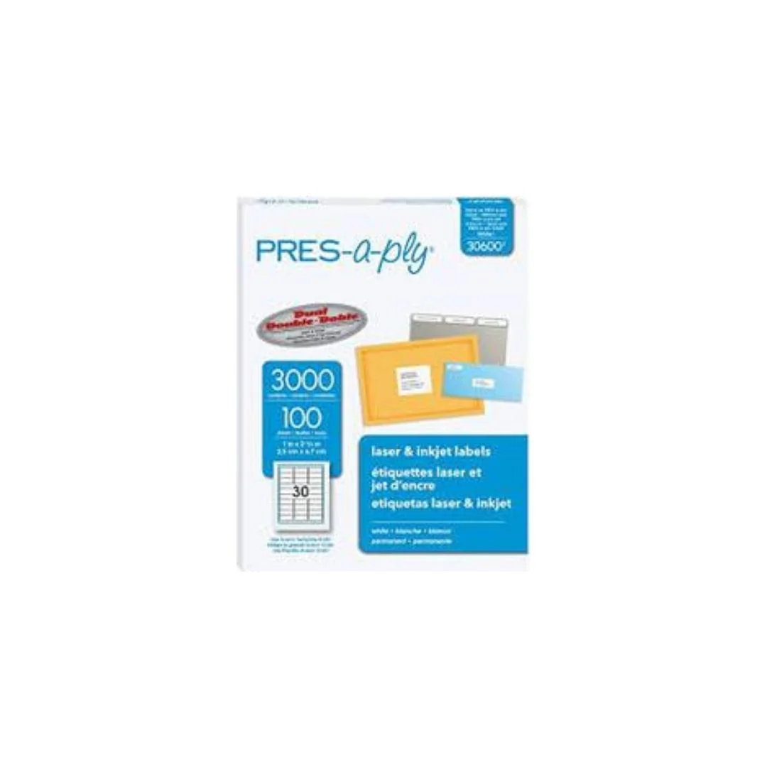 ETIQUETAS P/PRINTER (1X2-5/8) 3000L (Press-A-Ply)