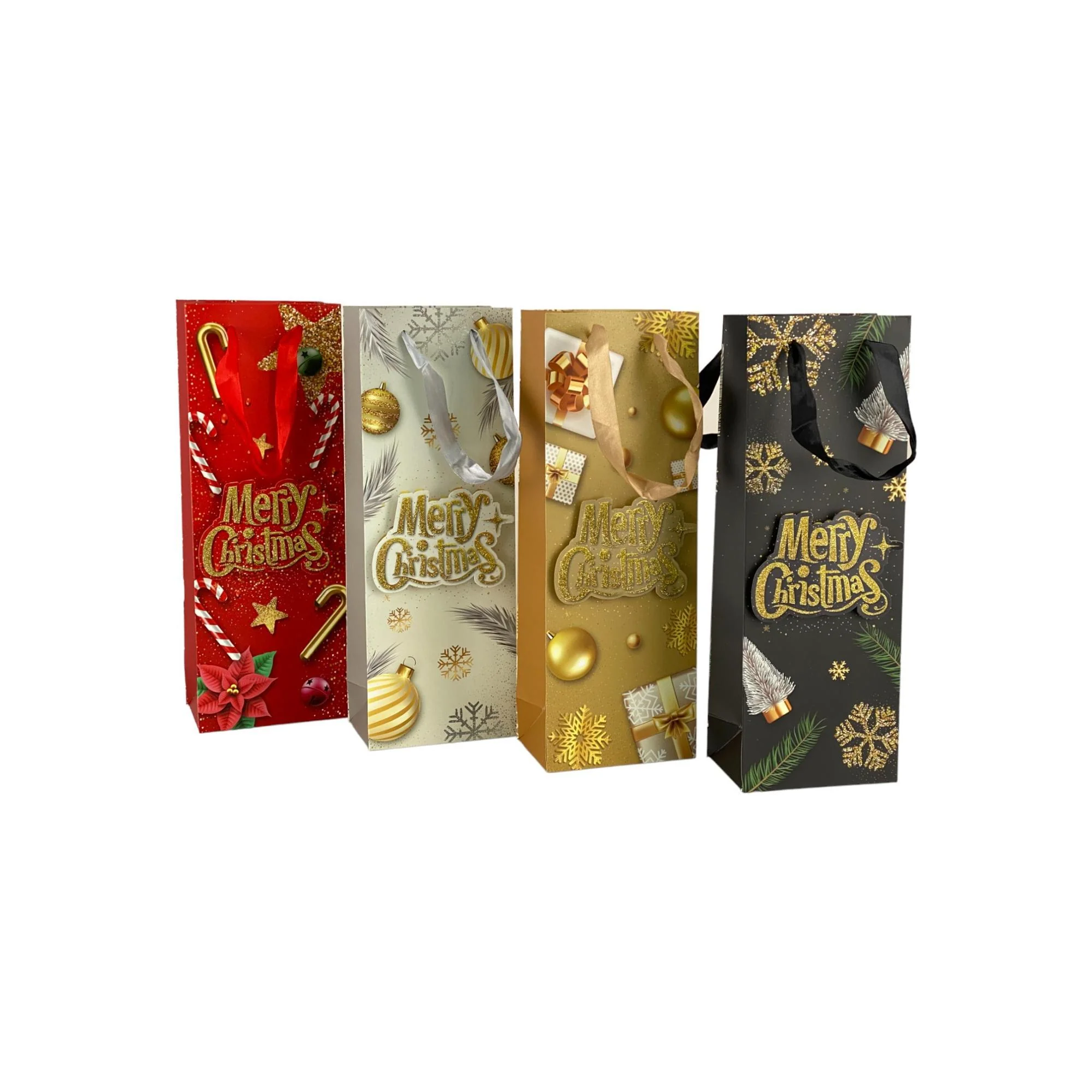 FUNDAS P/REGALO XMAS 3D-GLITTER-RIB (36X12X8) NAVIDEÑAS
