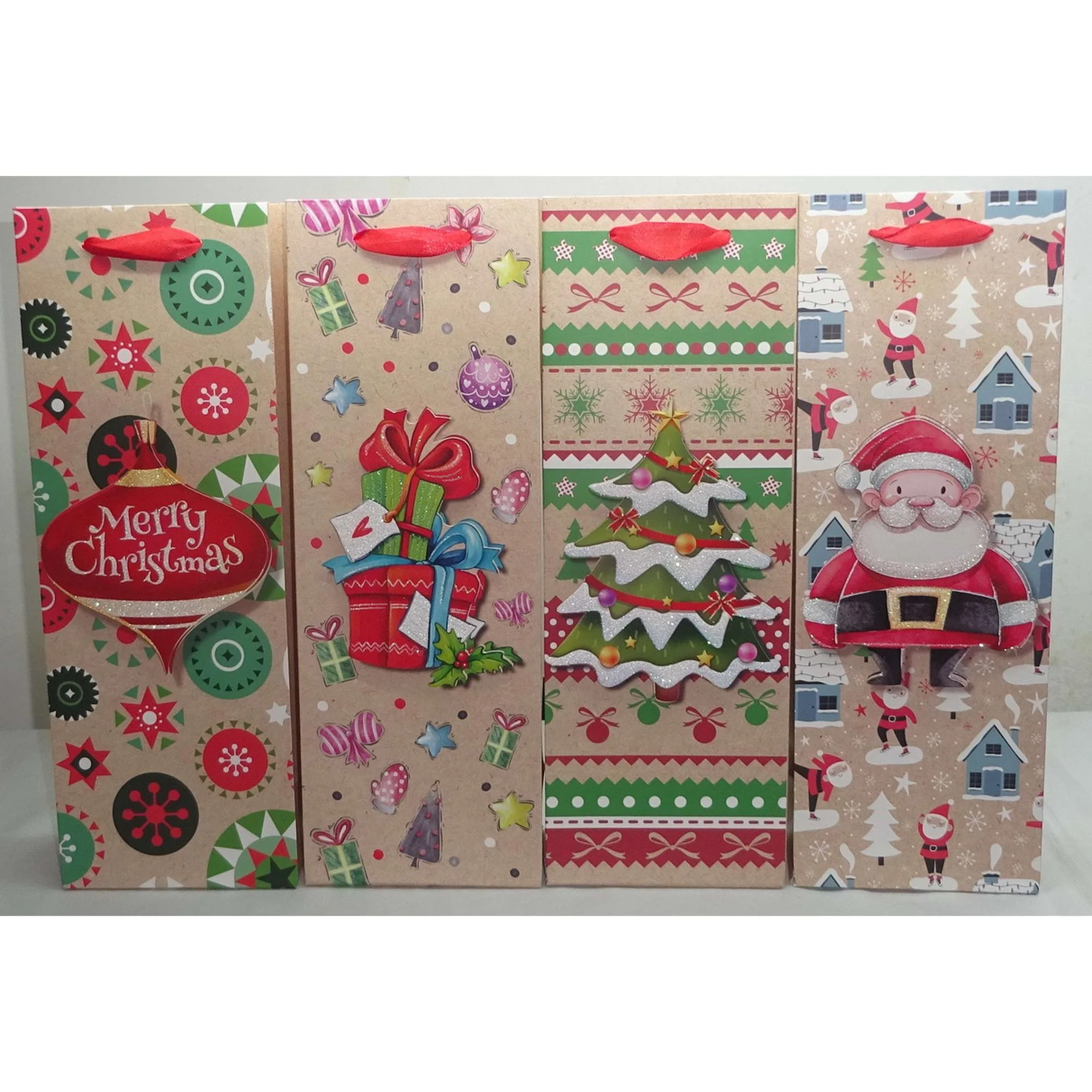 FUNDAS P/REGALO XMAS 3D-GLITTER-RIB (36X12X8) NAVIDEÑAS