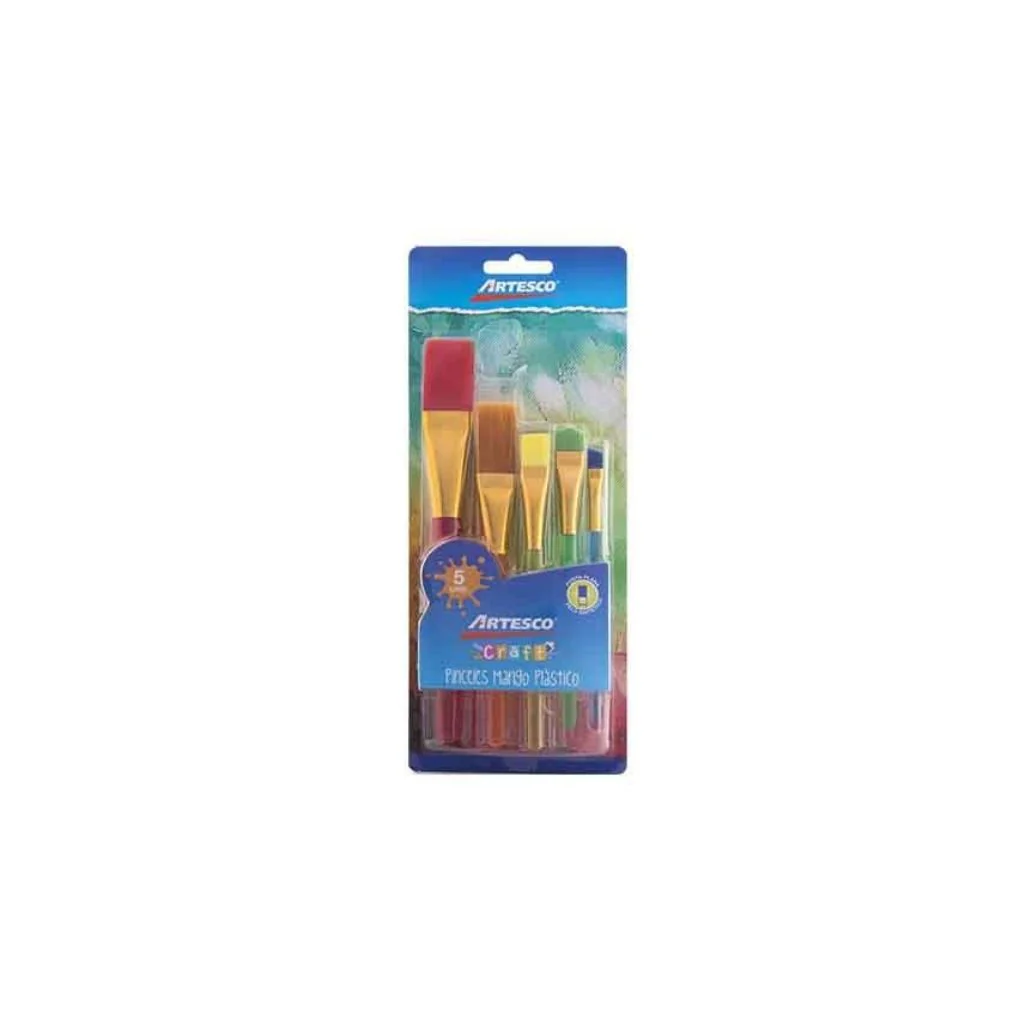 JUEGO DE PINCELES 5/1 M.PLASTICO COLORES Surt. BL