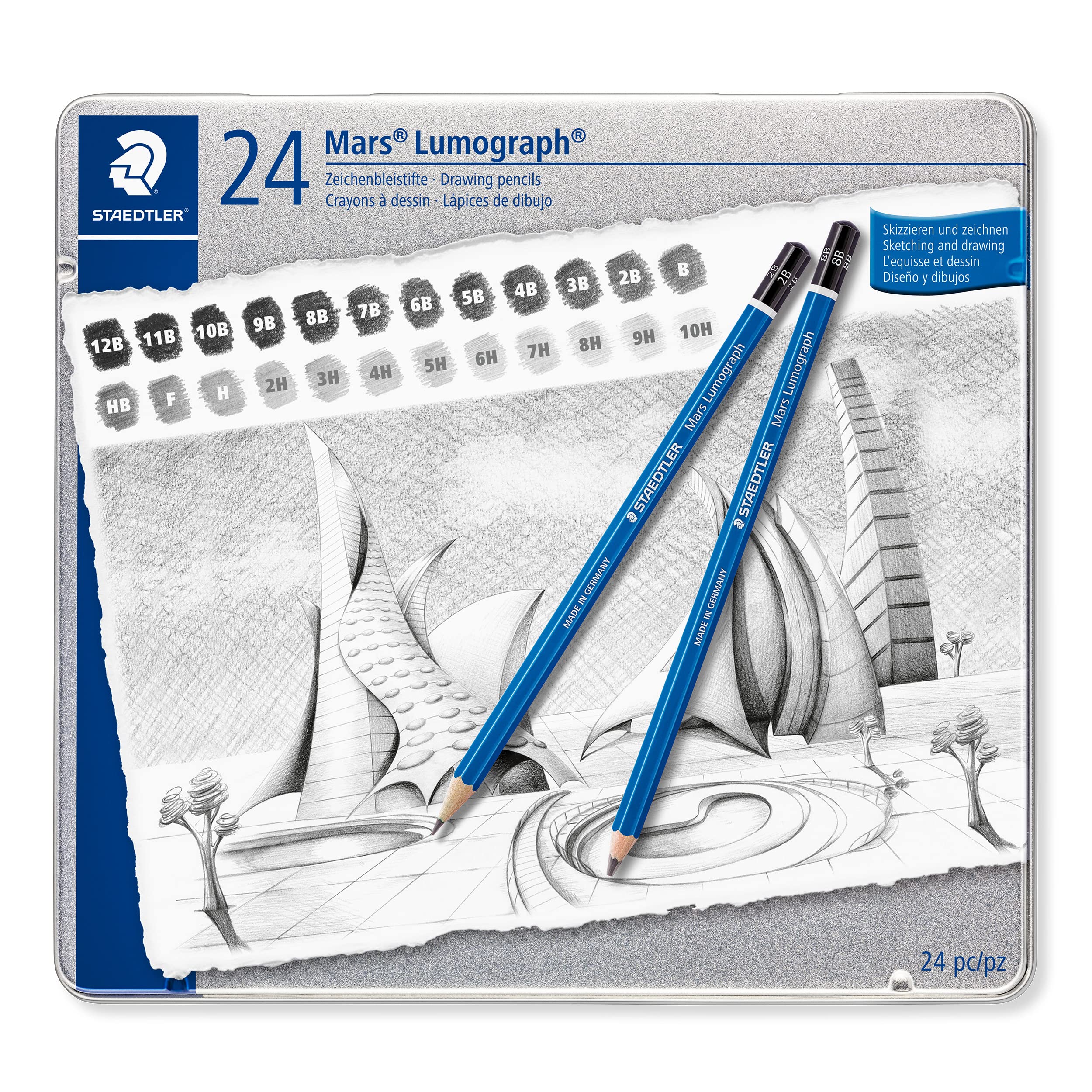 JUEGO LAPICES GRAFITO 24/1 ((B-9B),HB,F,(H-9H)...) est. metal