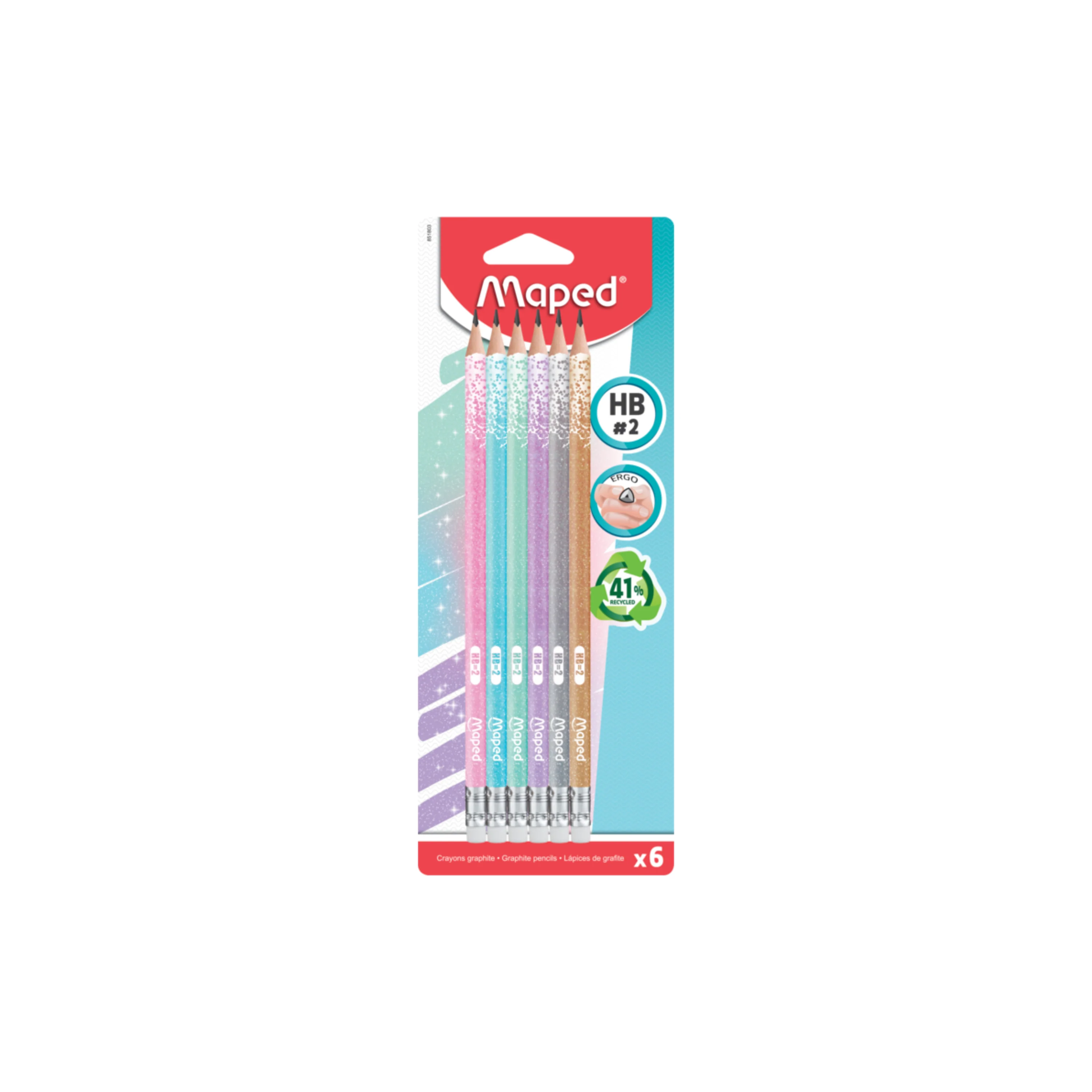 LAPICES DE ESCRIBIR No.2HB C/BRILLO Y GOMA 6/1 BLISTER