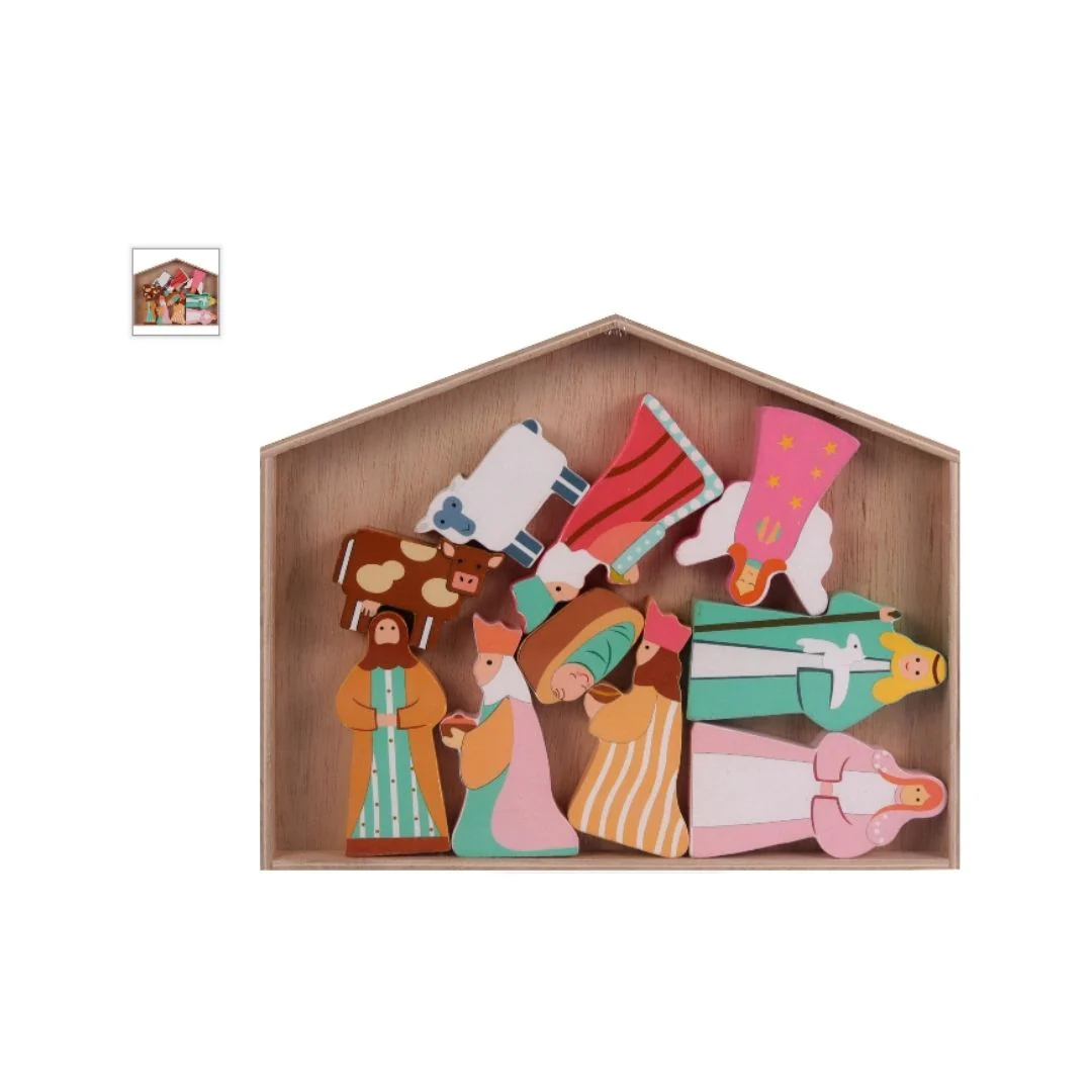 NACIMIENTO EN MADERA NAVIDEÑO 11PZS