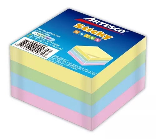 NOTAS ADHESIVAS (3 X 3) PASTEL CUBO #654 4/1 BL