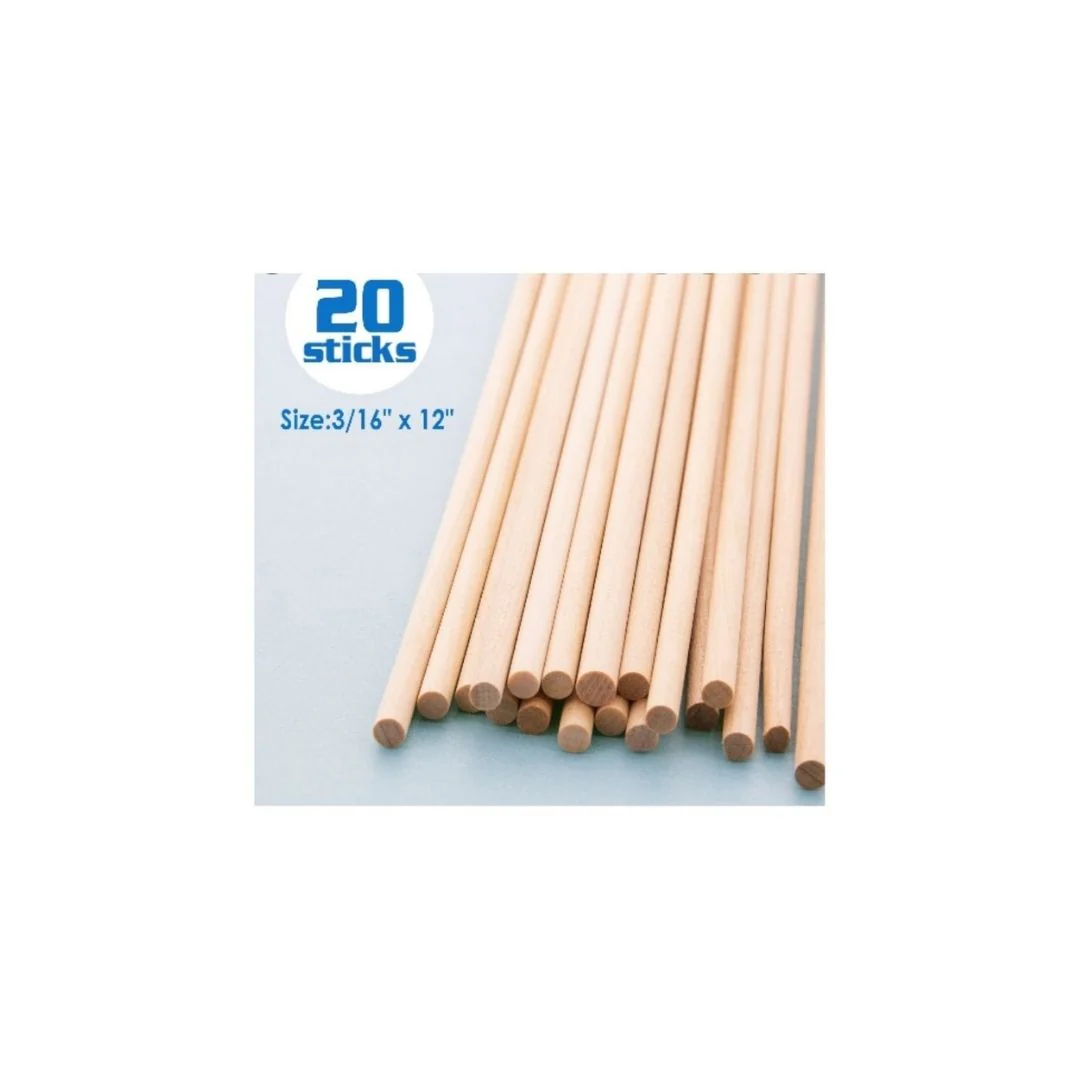PALITOS DE MADERA REDONDO (3/16 X 12) NATURAL 20/1
