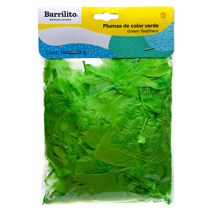 PLUMAS COLOR VERDE BOLSA DE 18grs