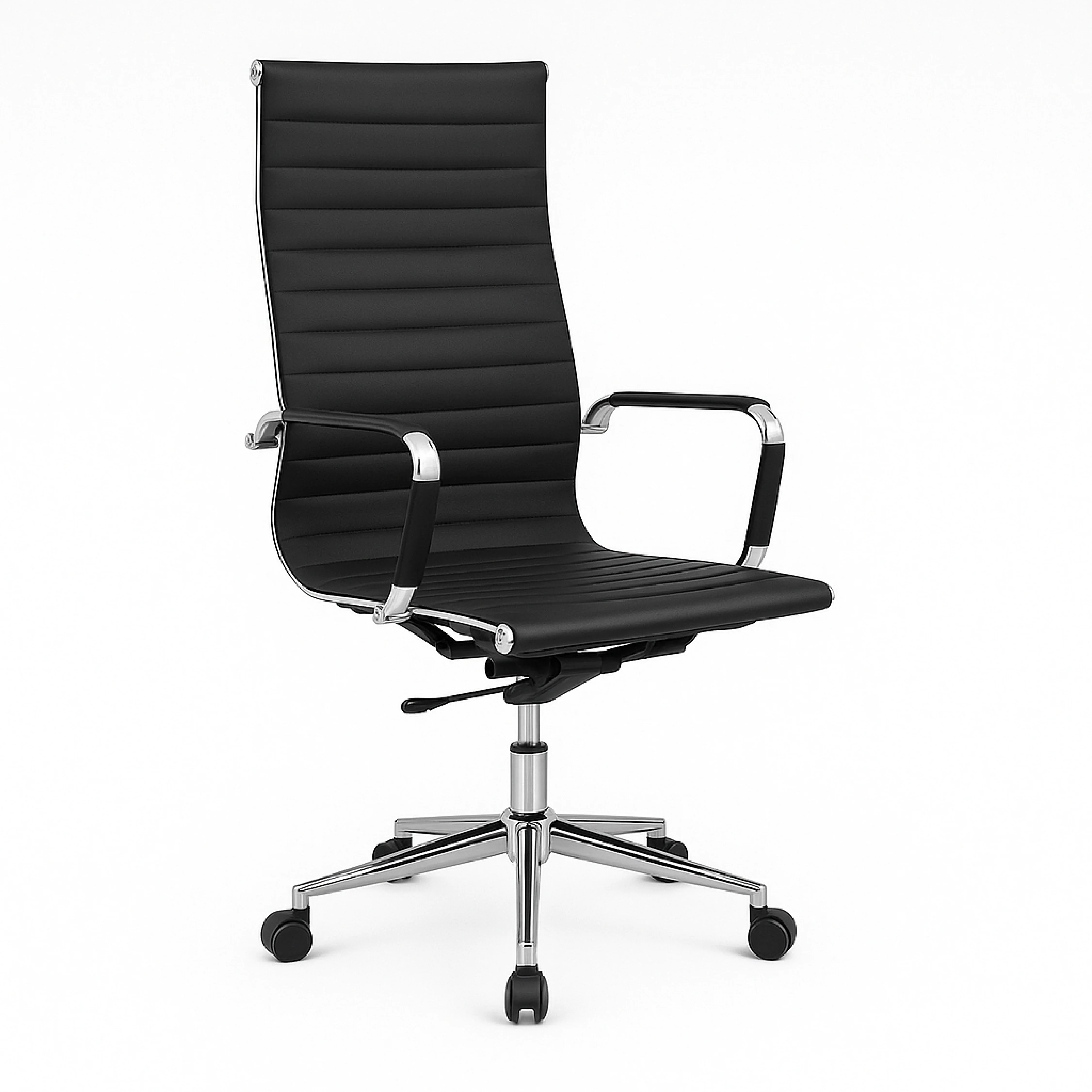 SILLA EJECUTIVA C/BASE ALTA CROMADA NEGRA